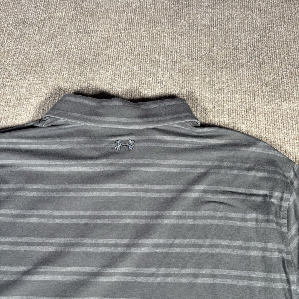 Under Armour Polo Shirt Mens XL Loose Gray Striped Charged Cotton Golf NWT - Picture 4 of 10